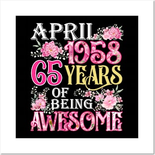 April Girl 1958 Shirt 65th Birthday 65 Years Old Posters and Art